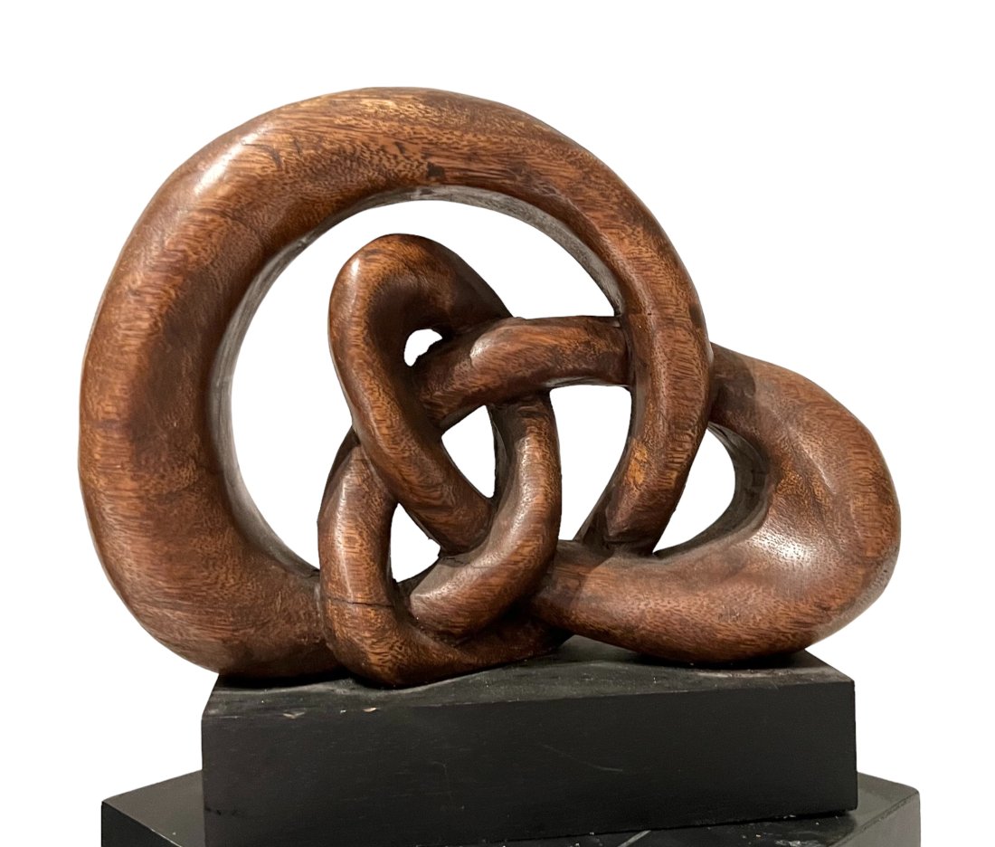Modernist Turned Wood Sculpture: 10 x 9 x 4 in