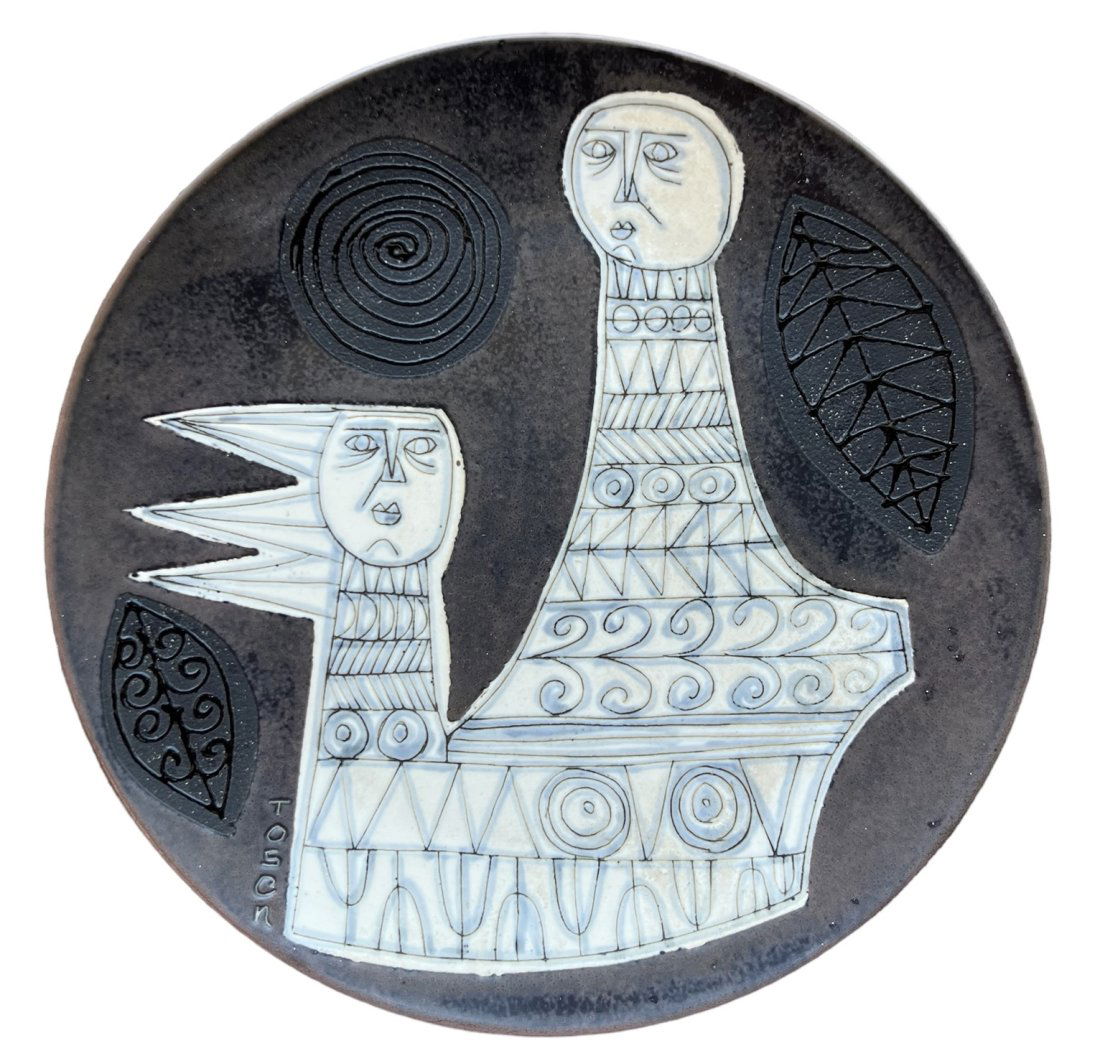 Vintage Modernist Ceramic Plate, Signed (1 of 3)