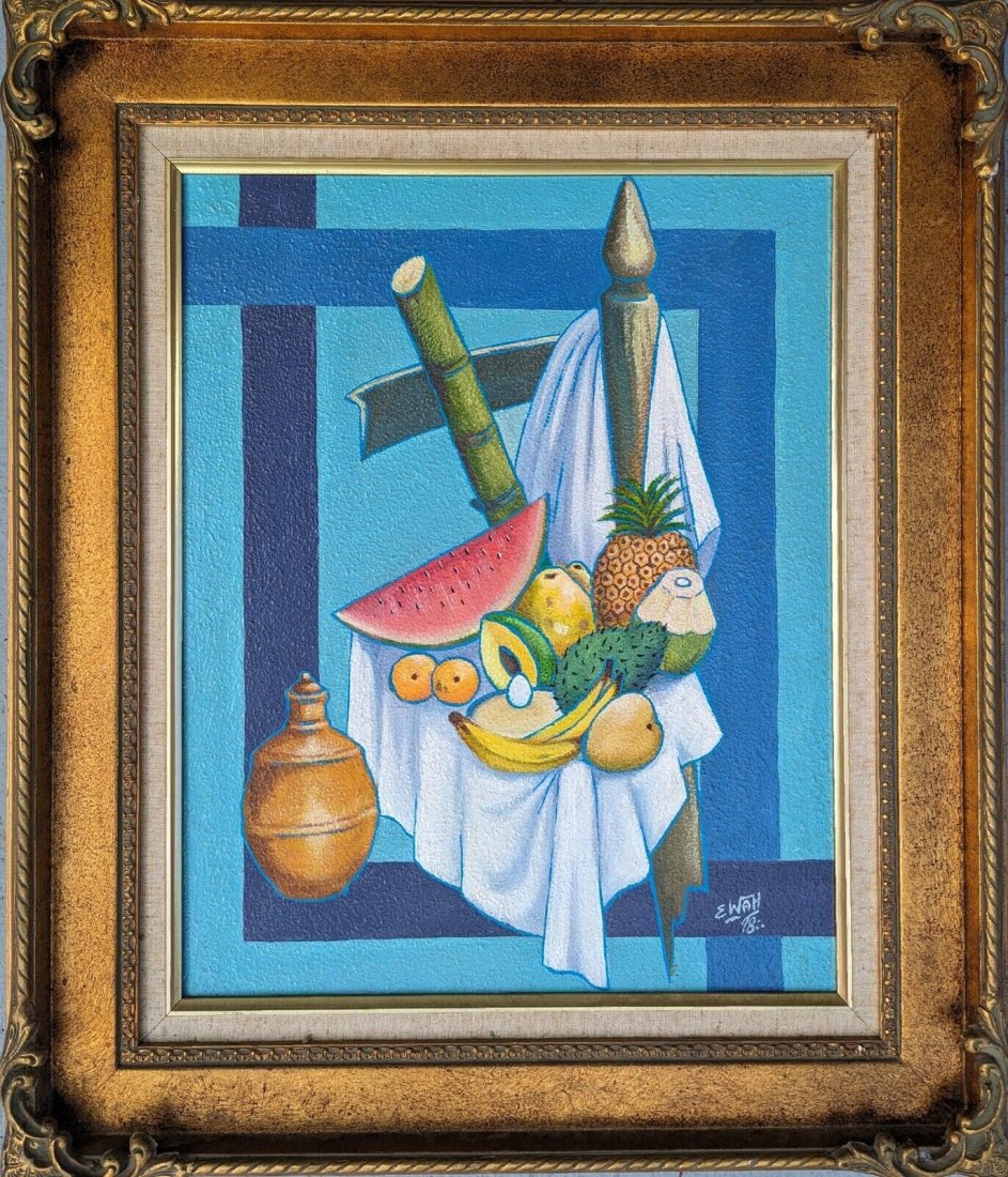 EDOUARD WAH (20th c, Haiti) Still Life: Oil on canvas 20 x 16 in