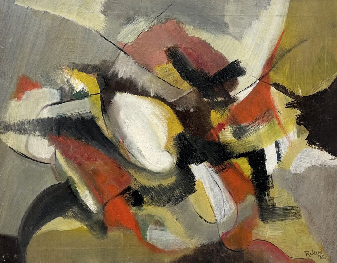 BERT ROKUS (20th c, American) Mid-Century Modern Abstract (1 of 3)