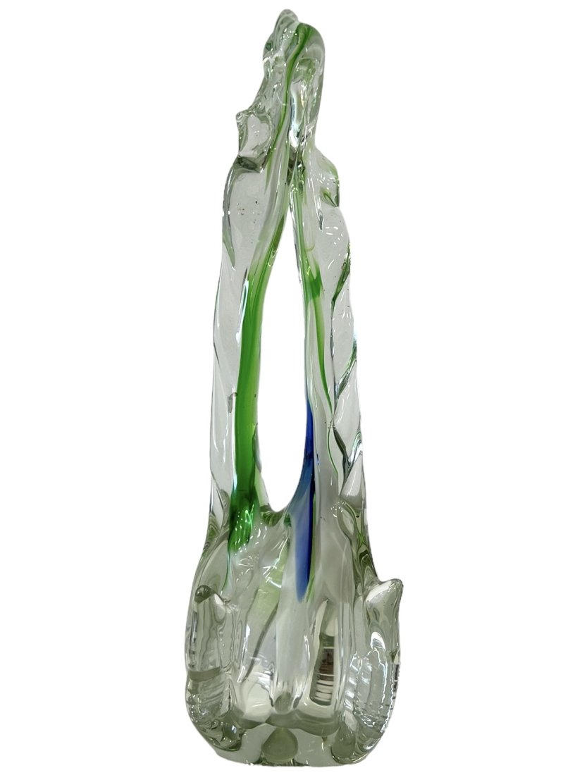 Vintage Modernist Murano? Glass Sculpture: Size 13 x 4 in