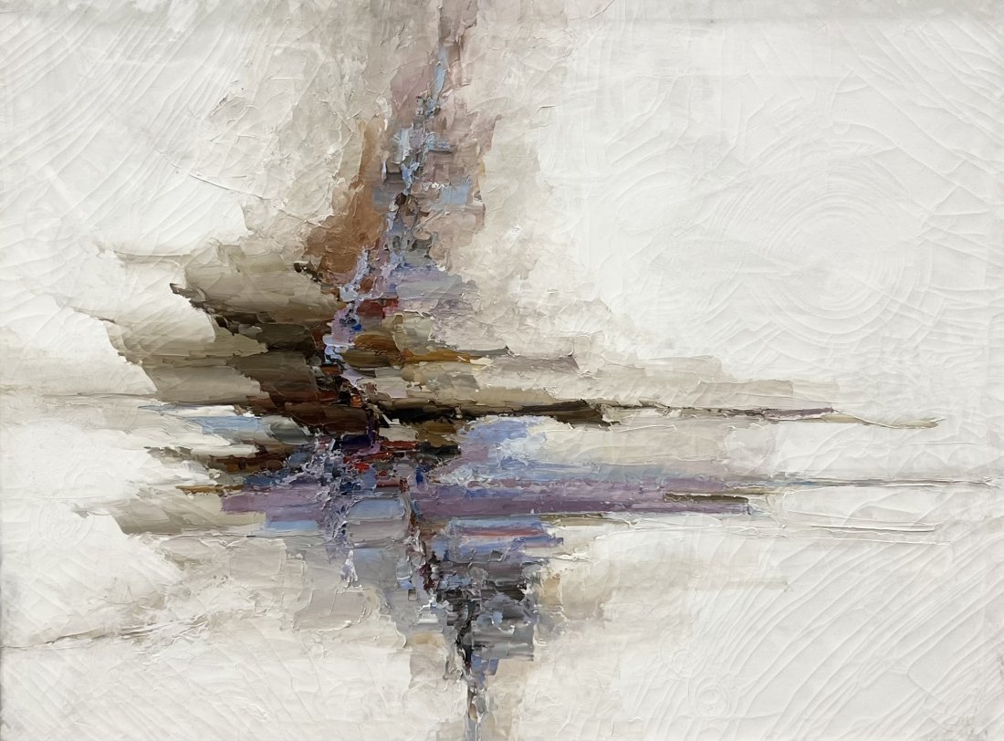 PHILIP STANDISH READ (1927-2000, American) Abstract, Florida Artist: Oil on canvas 48 x 36 in. hilip Standish Read was born in Dobbs Ferry, New York and trained at the Art Students’ League and the Académie Julian. After relocating to the Palm Beaches, Read designed 