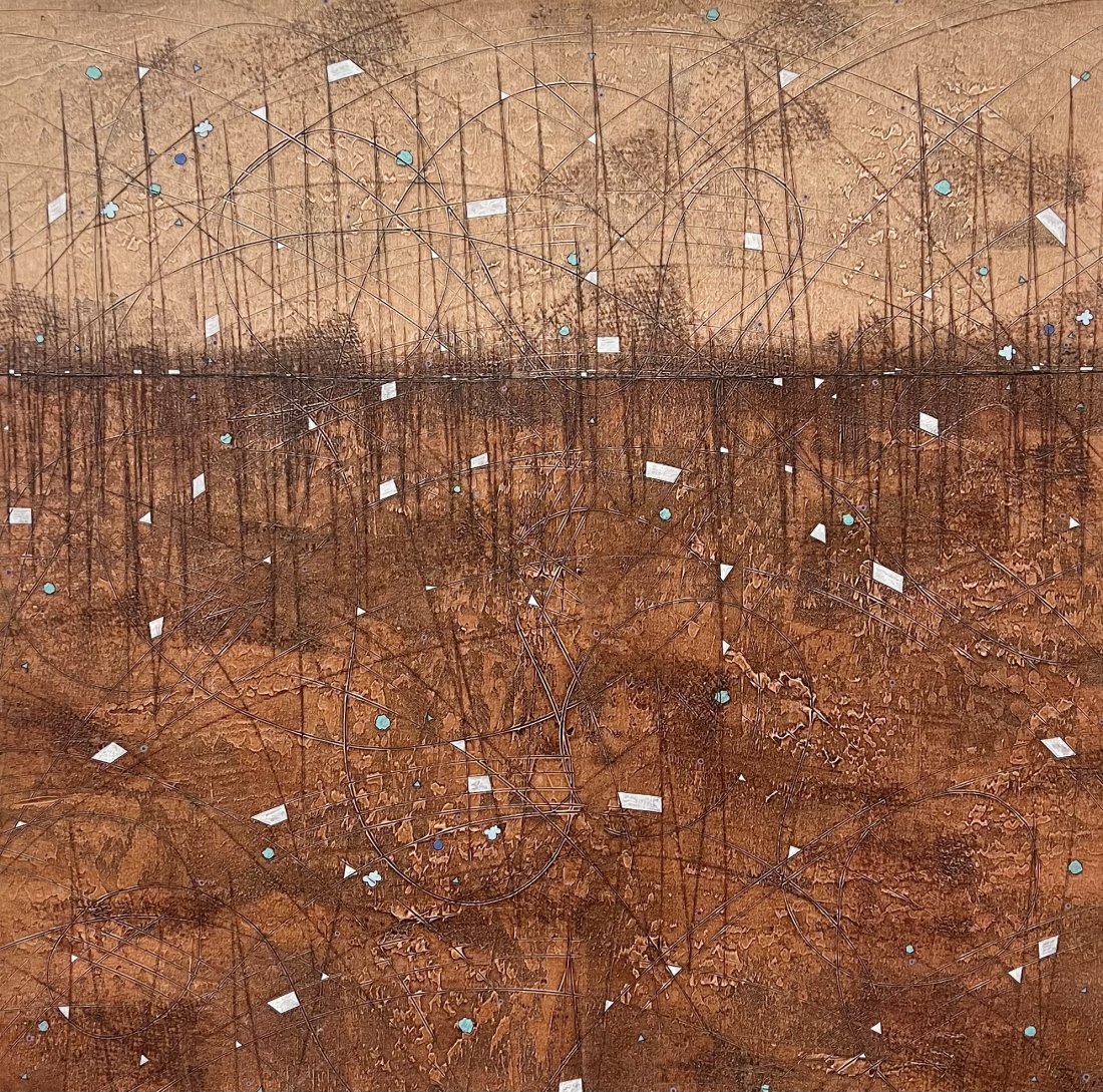 ERIK LAFFER (b. 1982, American) Abstract: Acrylic on canvas 36 x 36 in. Schuylerville, New York artist.