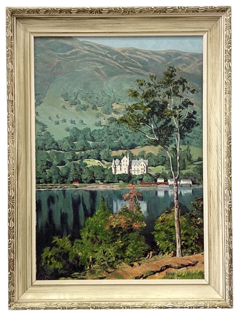 Scottish Impressionist Argyllshire Loch Awe Landscape: Oil on board 30 x 21 in, 35.5 x 26.5 in (framed)