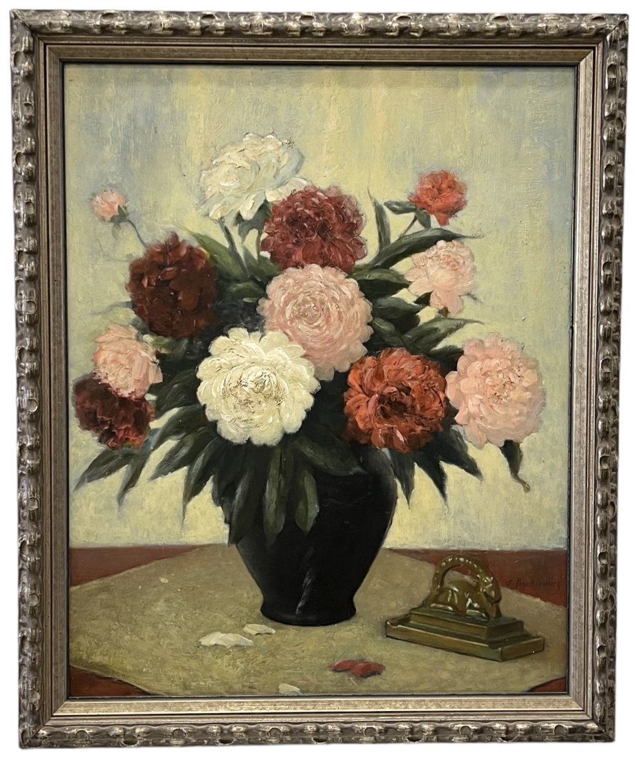 Early 20th Century Polish Still Life Of Flowers, Signed (1 of 4)