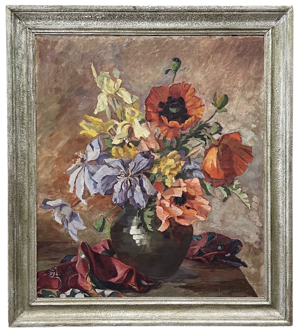 Early 20th Century German Still Life Of Flowers, Signed (1 of 4)