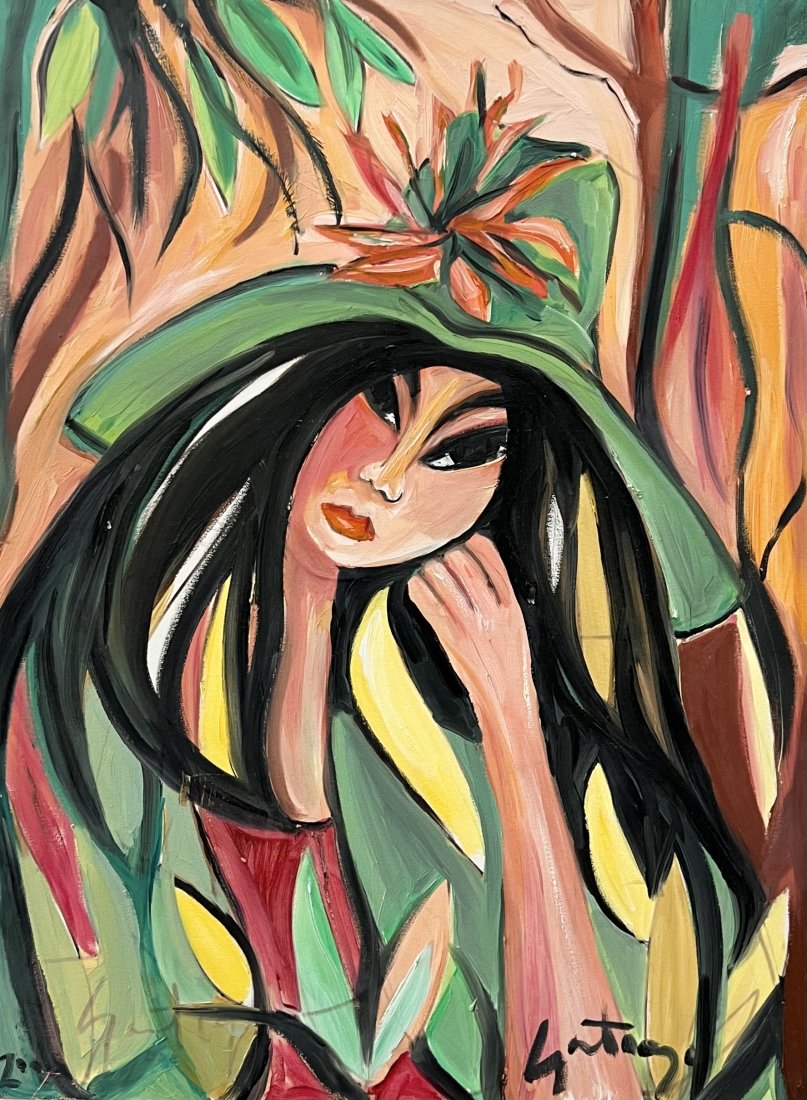 Mexican Modernist Portrait Of A Woman, Signed: Oil on canvas 32 x 24 in