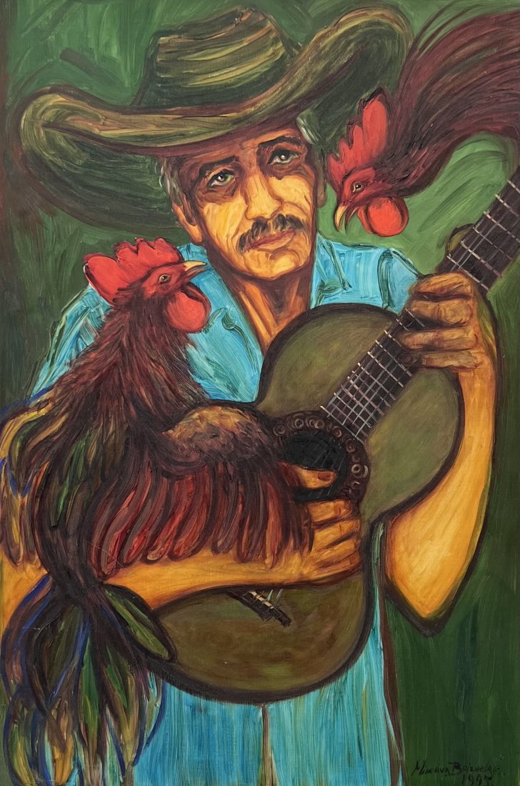 MINERVA BRIZUELA (1951-2021, Cuba) Oye Mi Canto: Oil on canvas 36 x 24 in