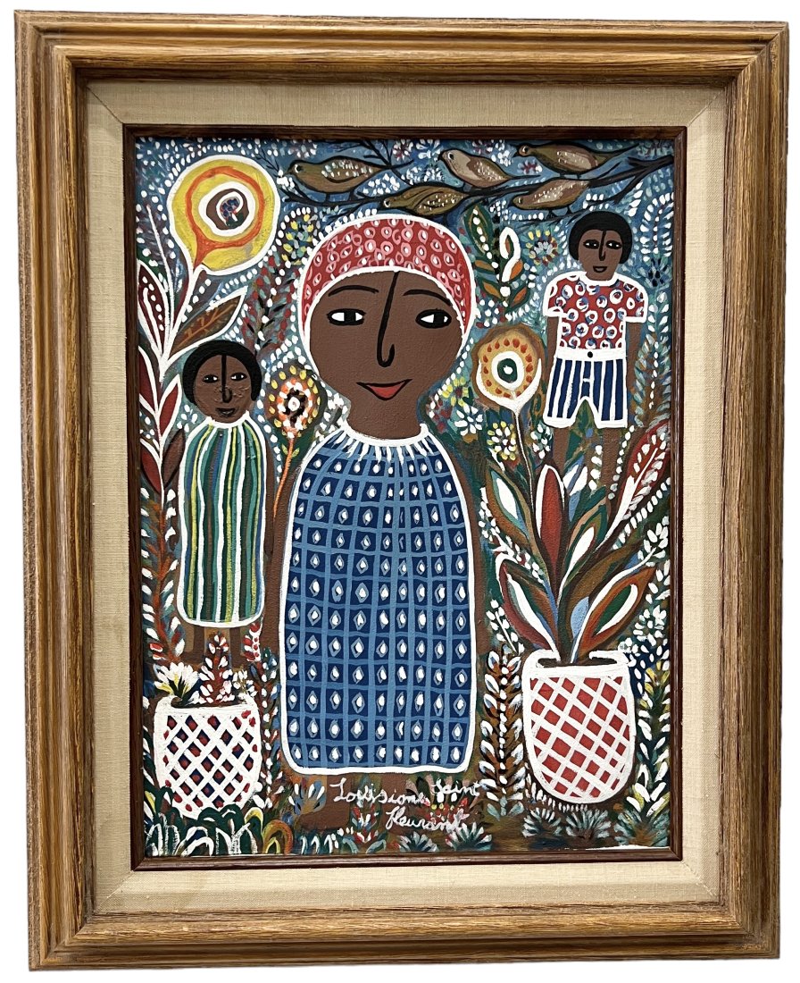 LOUISIANE SAINT FLEURANT (1924-2005, Haiti) Self Taught Artist: Oil on canvas 16 x 12 in, 21 x 17 in (framed)