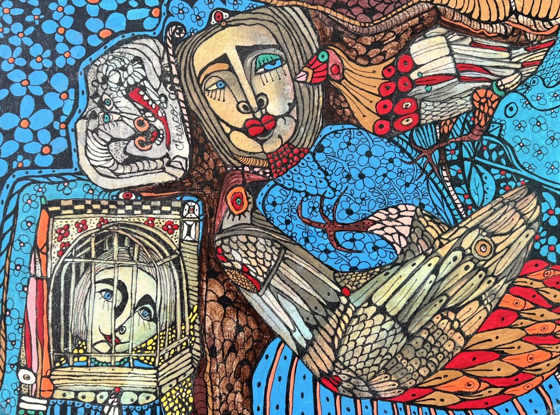 CHENCO (20th c, Cuba) Low Brow Abstract (1 of 3)