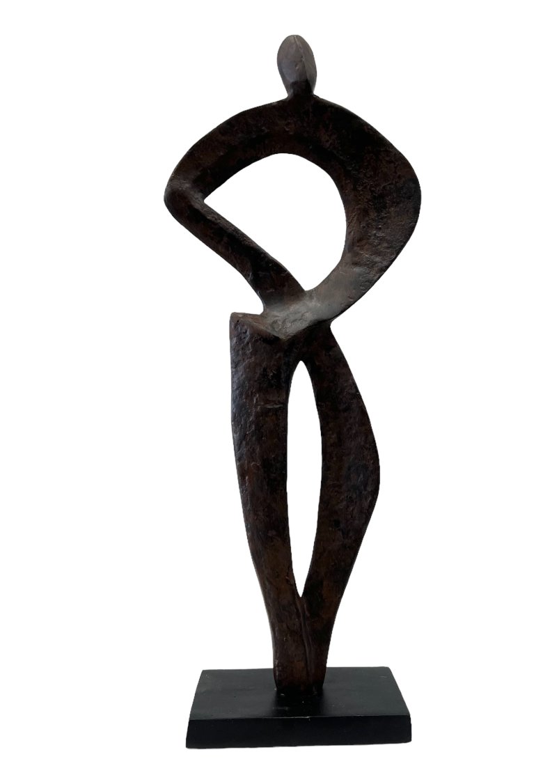 Contemporary Modernist Metal Sculpture Of Figures: 20.5 x 6 x 4 in