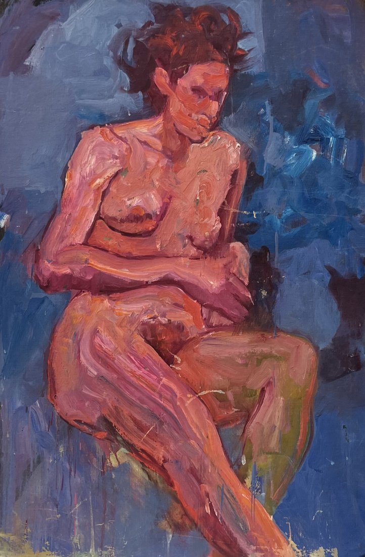 BARBARA YETERIAN (1939-2019, Armenian American) Nude: Oil on board 36 x 24 in