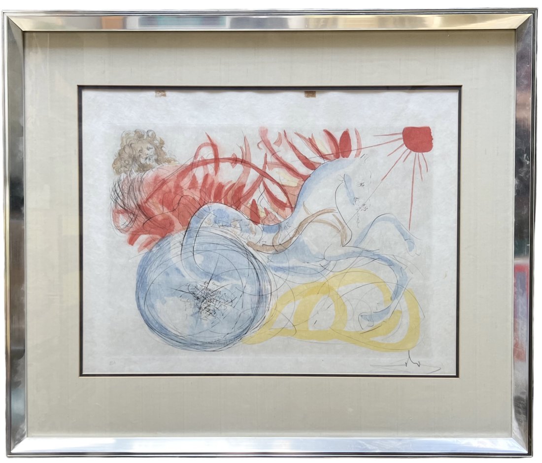 Salvador Dali - Elijah and the Chariot, Lithograph: Size 34 x 29 in (framed)