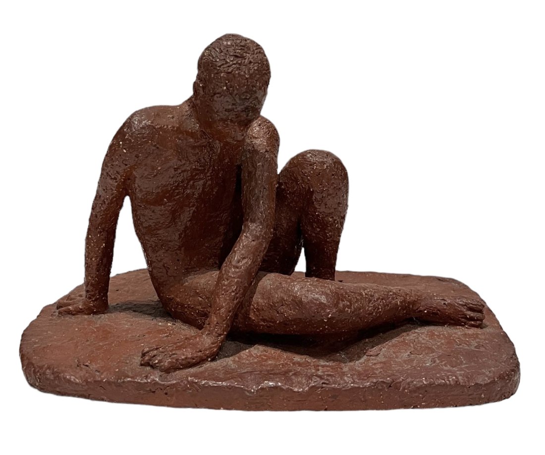 Vintage Modernist Nude Male Ceramic Sculpture: Size 9 x 6 x 6 in