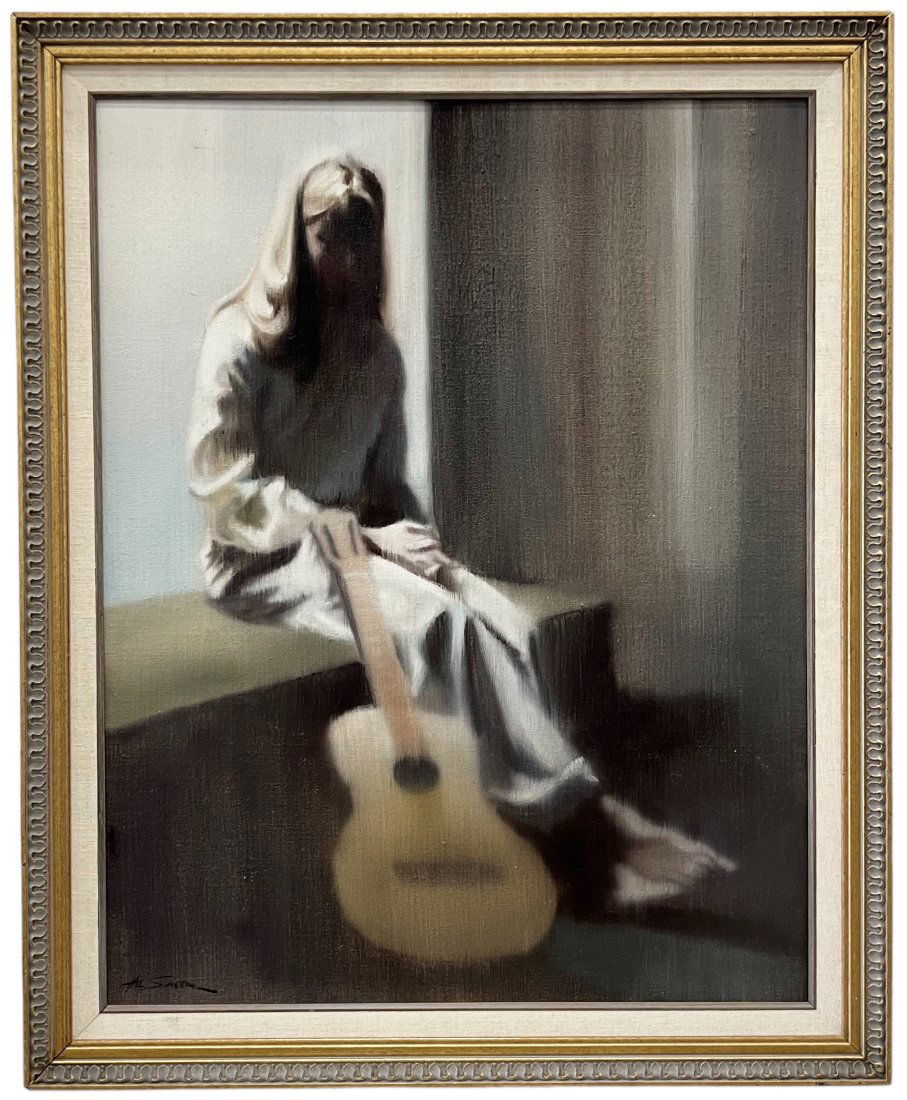 HAL SINGER (1919-2003, American) Girl w/ Guitar (1 of 3)