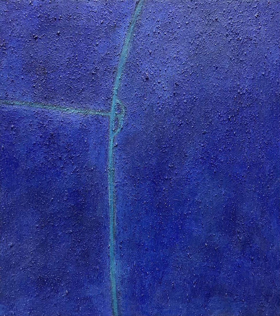 Vintage Minimalist Blue Abstract Painting, Artist Unknown (1 of 5)