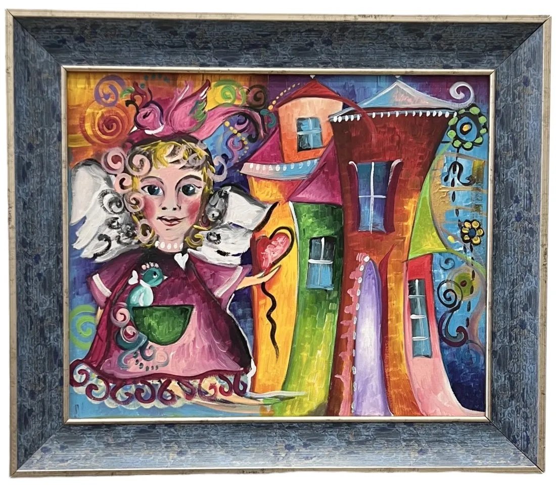 SYLWIA GROMACKA (20th c, Poland) Fantasy: Acrylic on canvas 18 x 15 in, 22.5 x 19.5 in (framed)