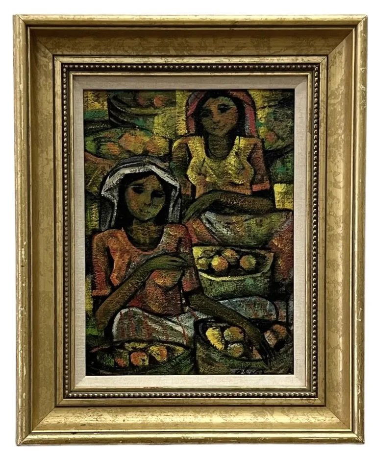 ROGER SAN MIGUEL (b. 1941, Philippines) Cubist: Oil on canvas 12 1/4 x 9 1/4 in, 17 1/2 x 14 1/2 in.