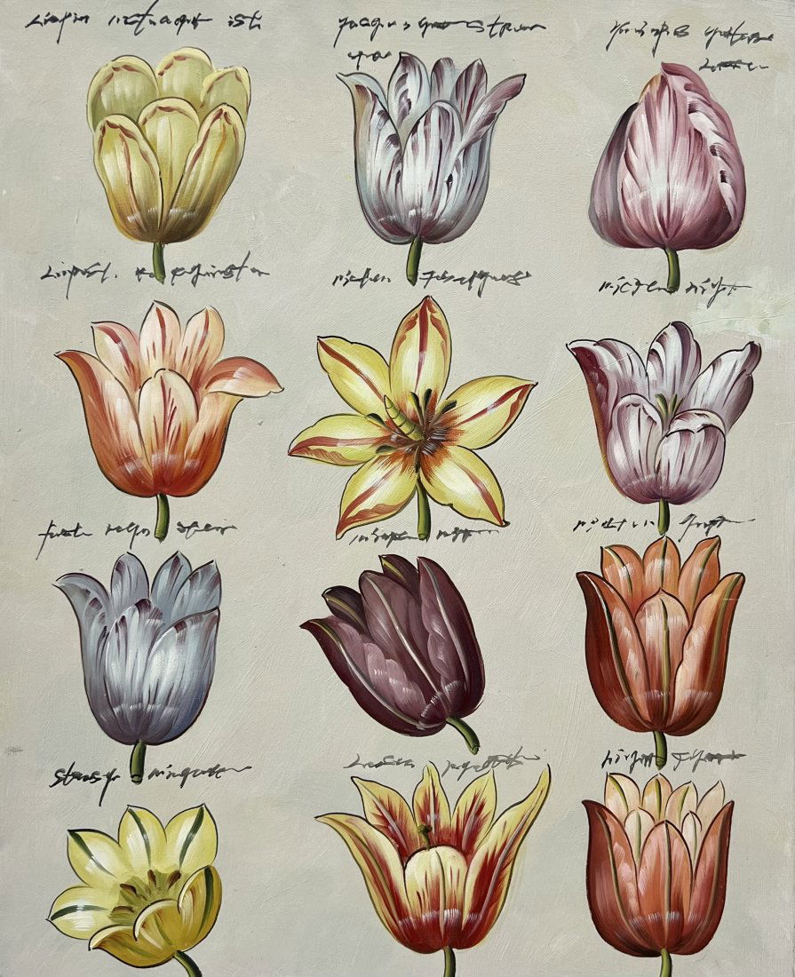 Cuban Painting Of Different Flowers, Signed (1 of 3)