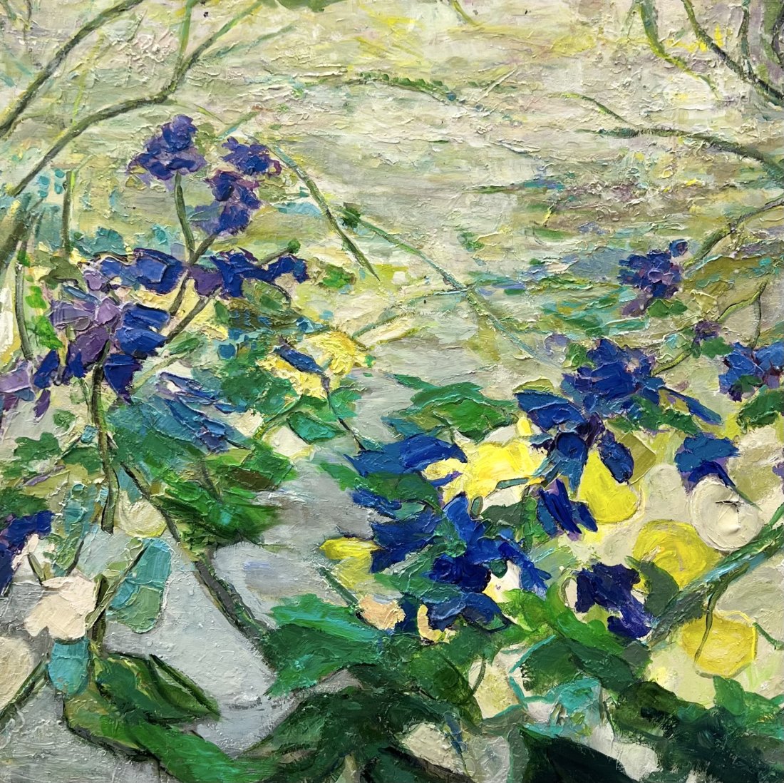 ROCHELLE HAFT (21st c, American) Florida, NYC, Woman Artist, Flowers: Acrylic on canvas 36 x 36 in