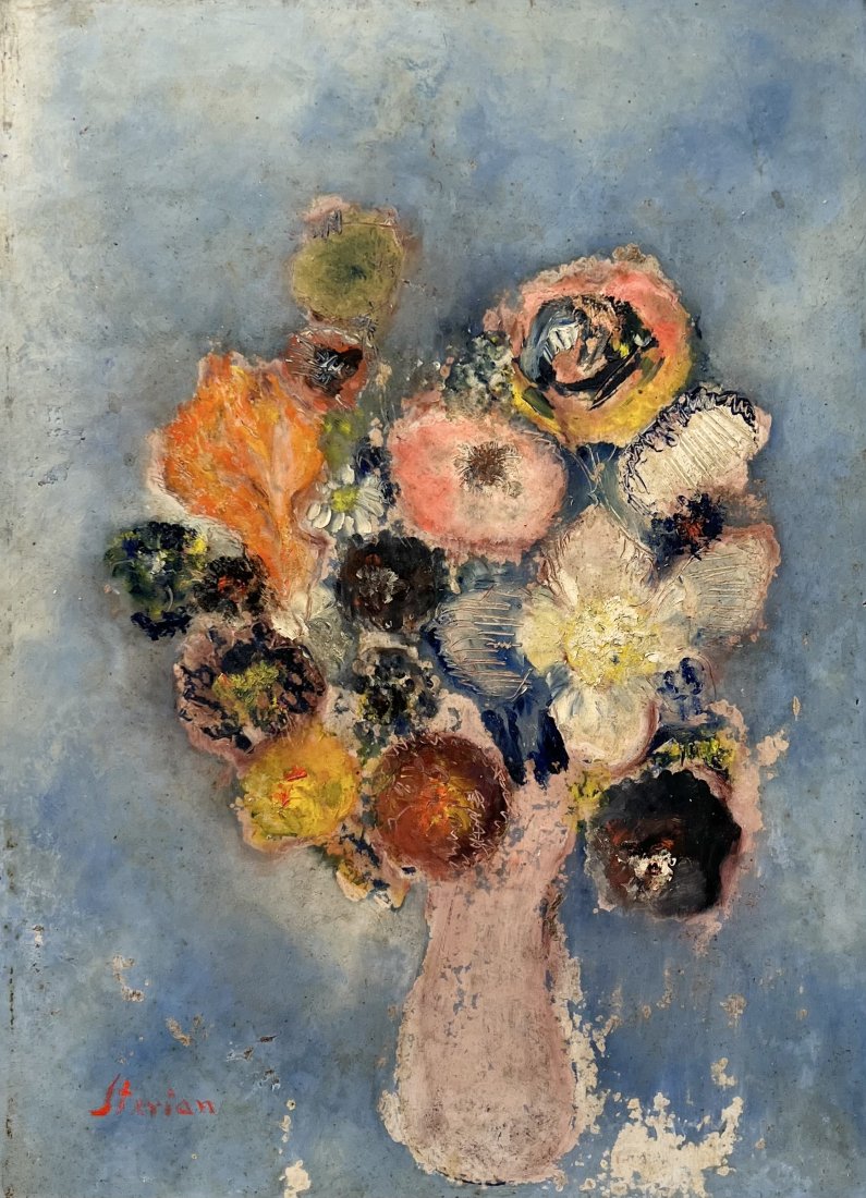 MARGARET STERIAN (1897-1992, Romania) Still Life Of Flowers: Oil on masonite 20 x 14.5 in