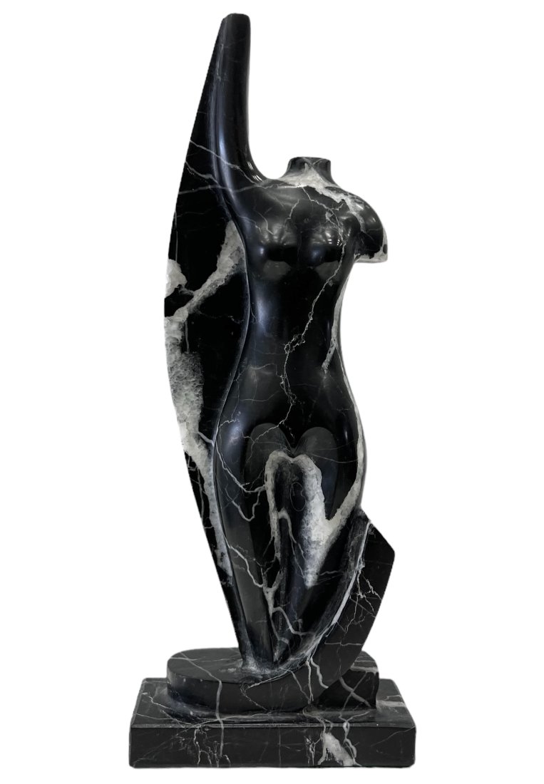 Mexican Modern Nude Black Marble Sculpture: Size 11 x 4 x 2 in