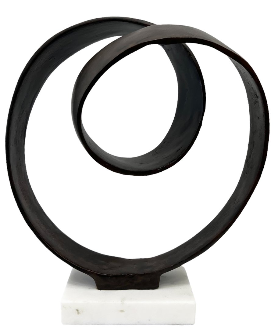 Contemporary Metal Abstract Sculpture: Size 14 x 13 x 4 in