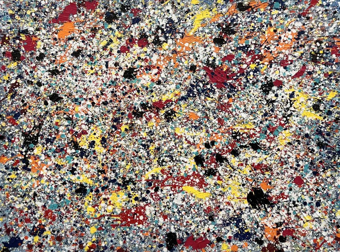 Large Contemporary Abstract Action Drip Painting (1 of 4)