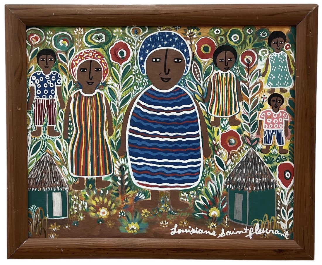 LOUISIANE SAINT FLEURANT (1924-2005, Haiti): Size 19.5 x 16 in, 22 x 18 in (framed)