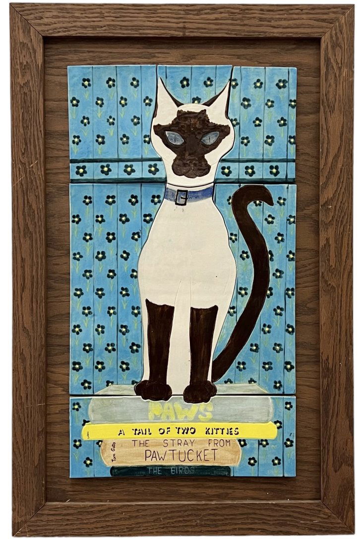 Large Vintage Modern Cat Mosaic, Signed (1 of 7)