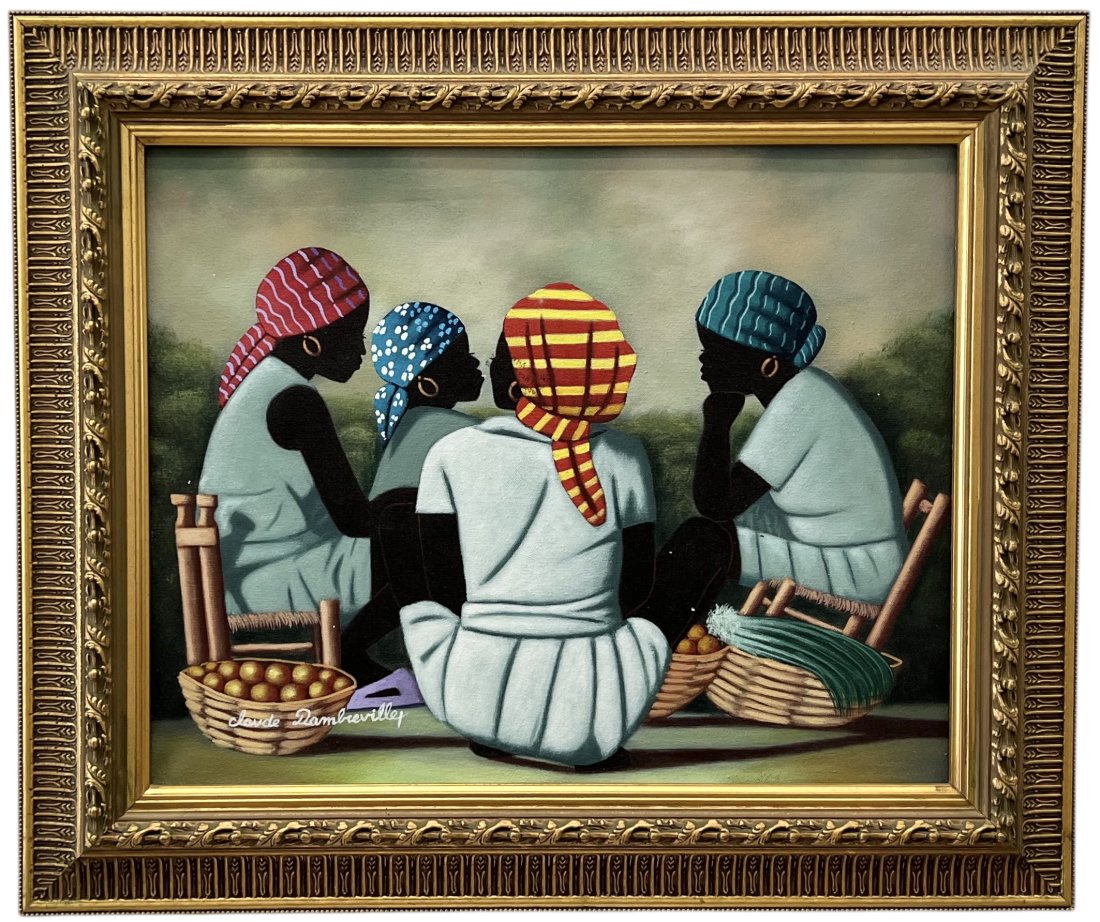 CLAUDE DAMBREVILLE (b. 1934, Haiti): Oil on canvas 20 x 16 in, 26 x 22 in (framed)