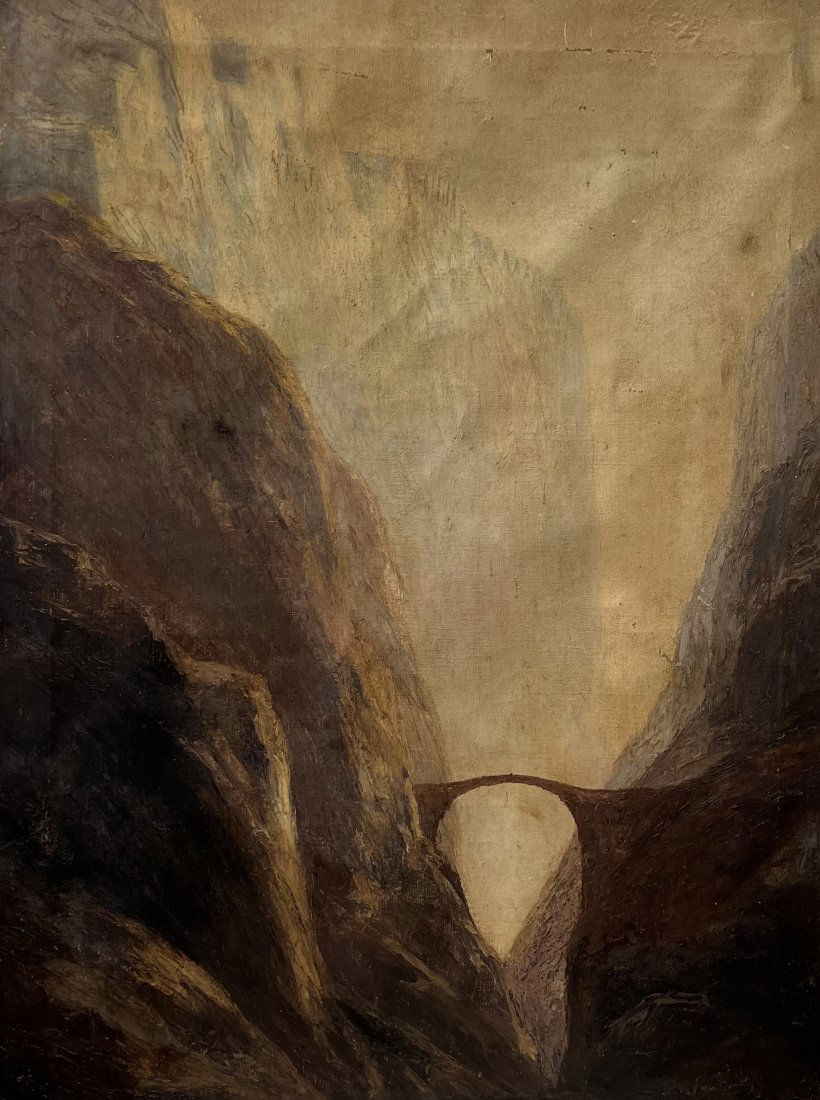 Antique European School Devil's Bridge Mountain Landscape (1 of 4)