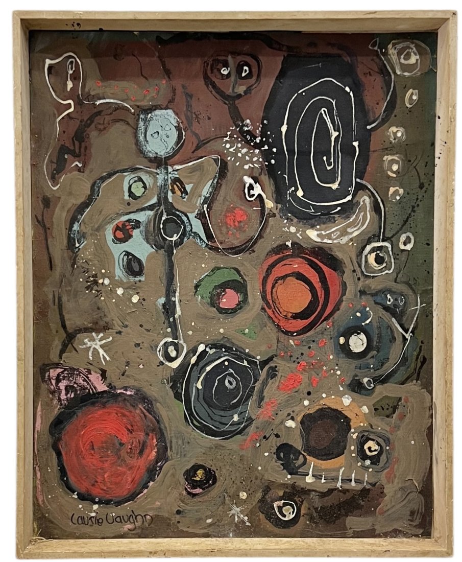 LAURIE VAUGHN (20th c, American) Abstract: Oil on board 20.5 x 16.5 in (framed)