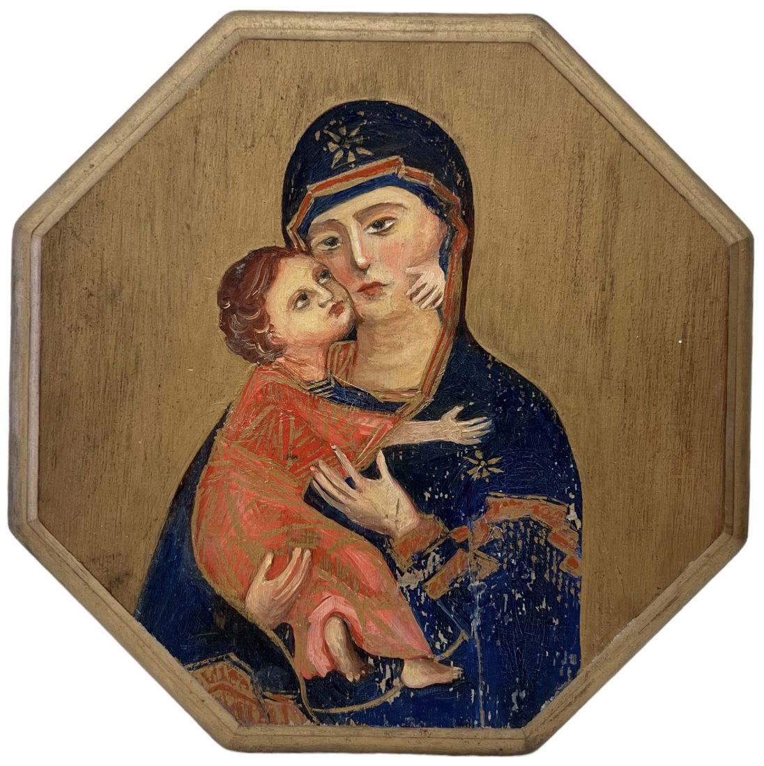 Hand Painted Madonna & Child Wood Plaque (1 of 2)
