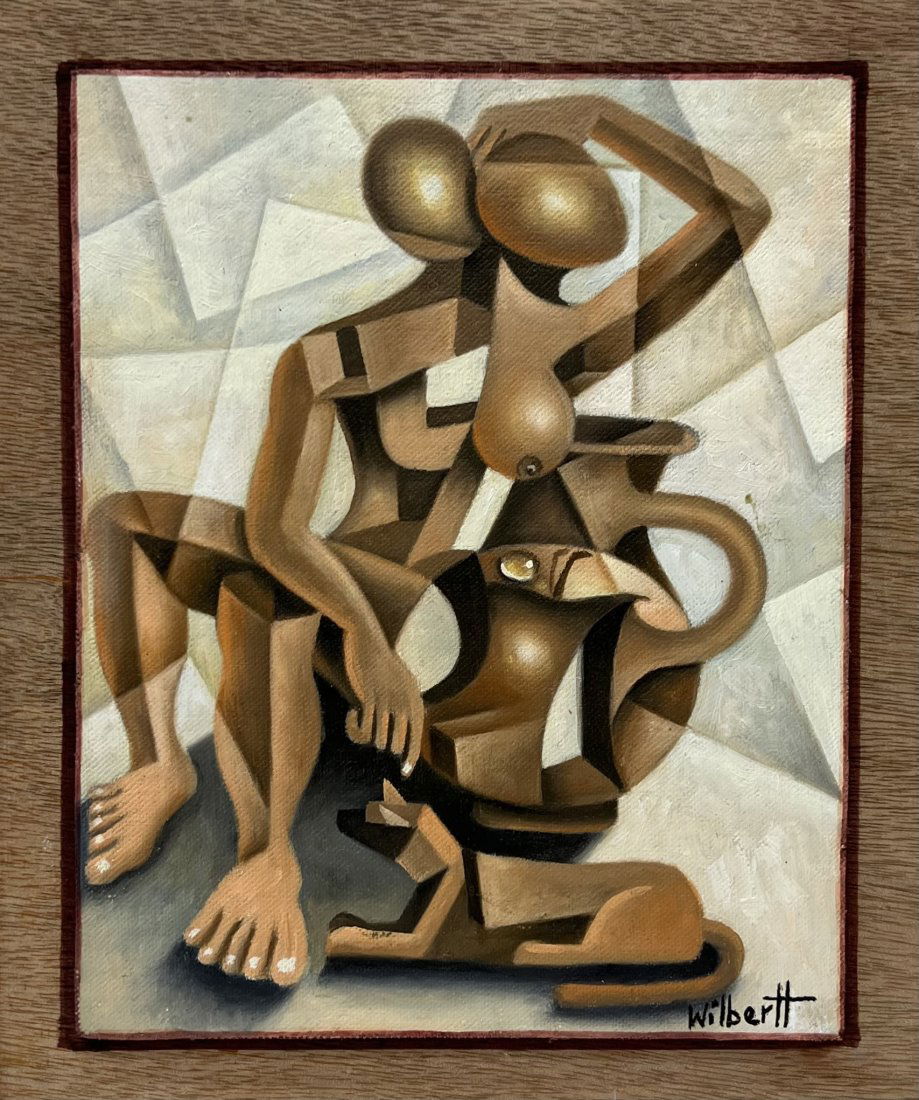 WILBER HERERRA ORTIZ (20th c, Mexico) Merida Artist, Cubist Figures (1 of 3)