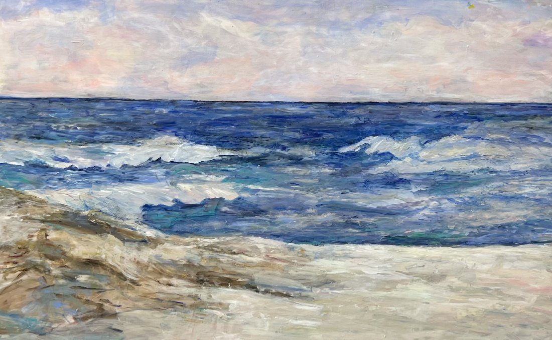 ROCHELLE HAFT (20th c, American) Beach Scene, Florida Artist: Acrylic on canvas 48 x 30 in