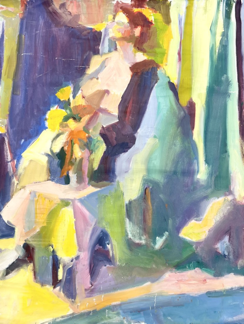 BARBARA YETERIAN (20th c Armenian American) Nude: Oil on canvas (un-stretched) 40 x 30 in