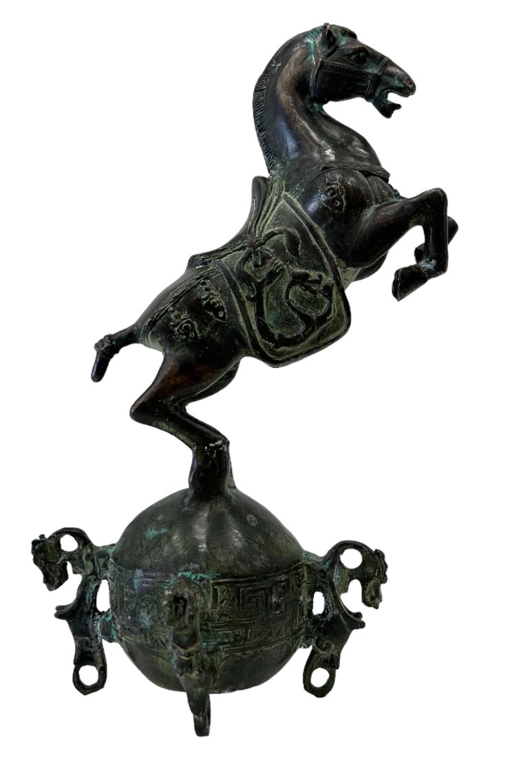 Vintage Chinese Metal Sculpture Of A Horse: Size 9 x 6 x 4 in