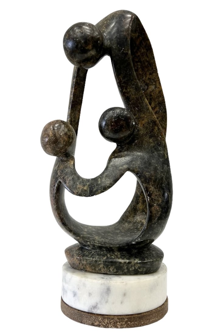 Marbled Modernist Sculpture Of Figures: Size 10 x 3 in