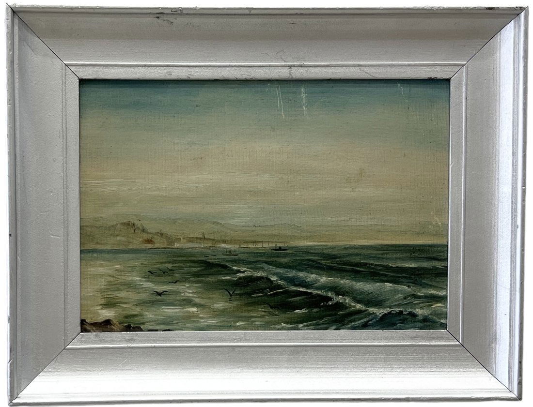 Antique European School Coastal Landscape Nautical Seascape Painting (1 of 4)