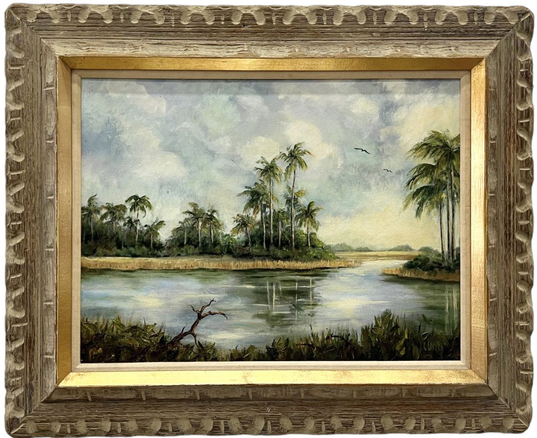 Vintage Florida Everglades Landscape Painting, Signed (1 of 5)