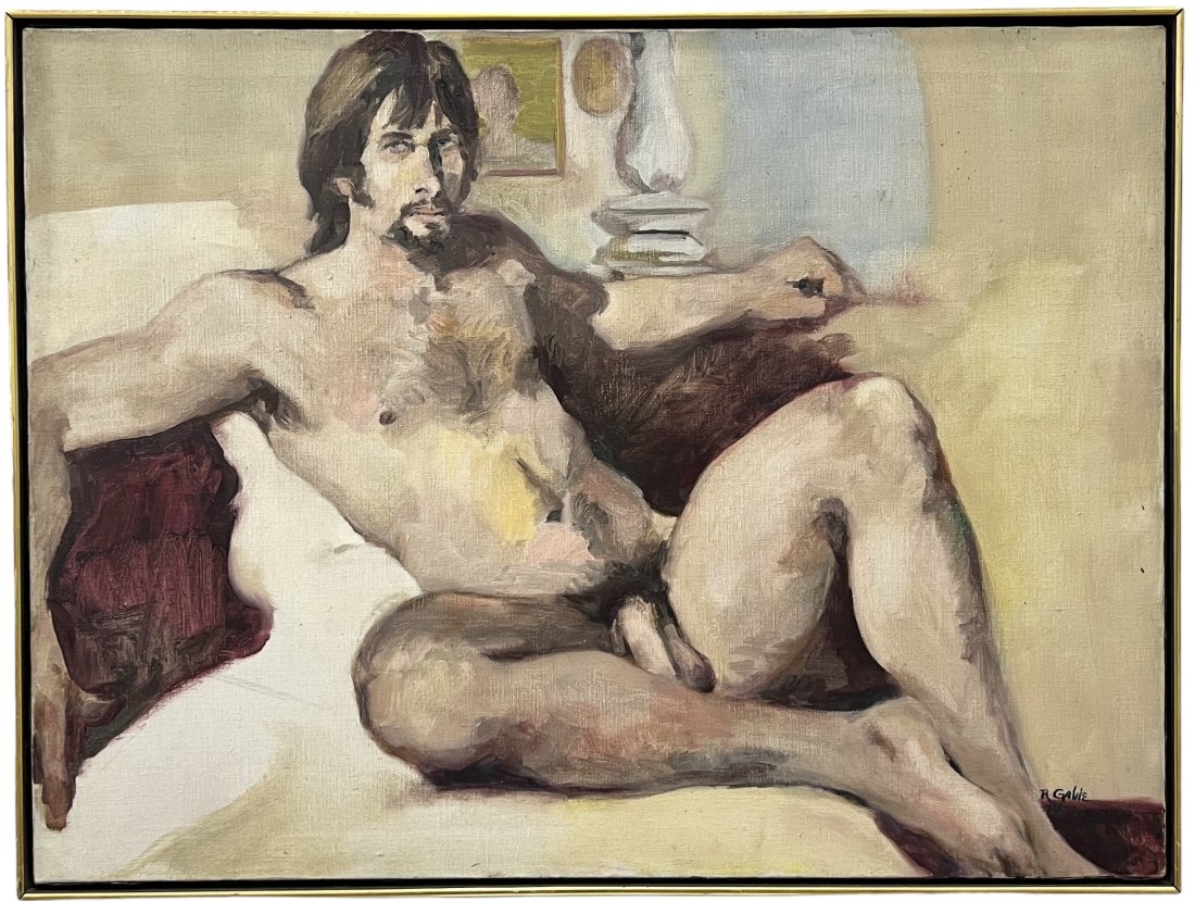 ROBERT GABLE (20th c, American) Male Nude, New York City Artist: Oil on canvas 40 x 30 in, 41 x 31 in (framed)