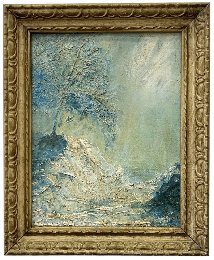 German Modernist WinTer Landscape Signed Knauf (1 of 3)