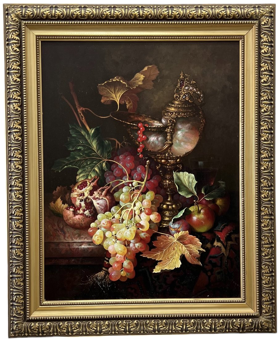 SERGEI SMETANINE (b. 1951, Russia) Still Life Of Flowers, Hyperrealism: Oil on canvas 26 x 20 in, 32 x 26 in (framed)