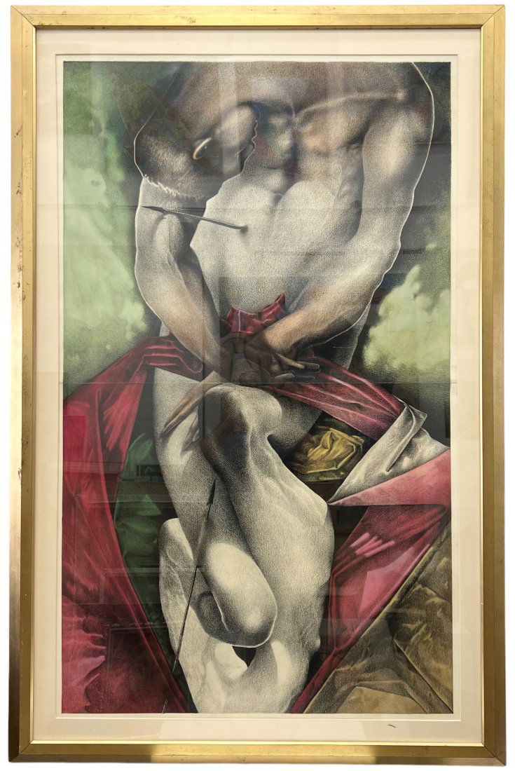 Monumental St. Sebastian Modernist Pastel Drawing, Signed, Gay Iconography (1 of 7)