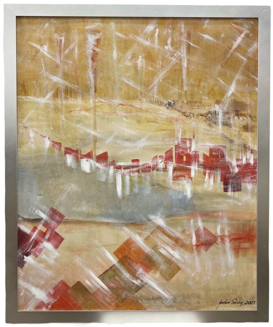 GUSTAVO SANCHEZ Large Latin American Abstract Painting: Oil on canvas 50.5 x 42 in (framed)