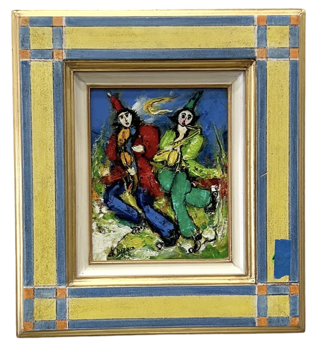 ROGER DI BLANCO (b. 1948, French) Modernist: Acrylic on canvas 11x9 in, 19x17 in (framed)