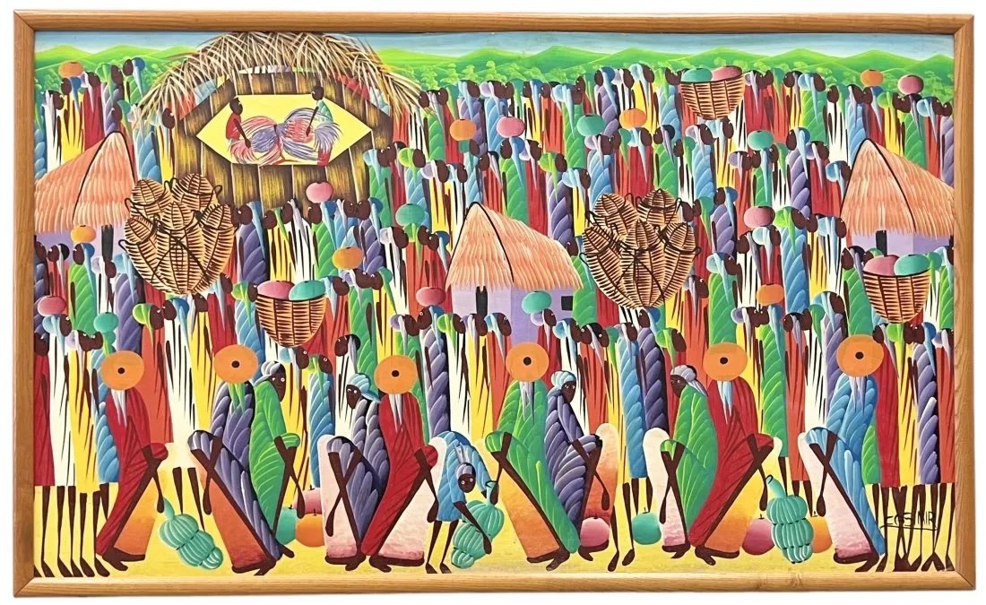 LAURENT CASIMIR (1928-1990, Haiti) Large Abstract: Oil on canvas 48 x 24 in