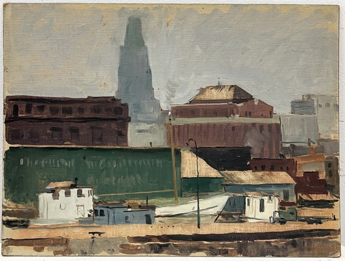 TORE ASPLUND (1903-1978, American) WPA Era NYC Skyline Empire State Building (1 of 6)