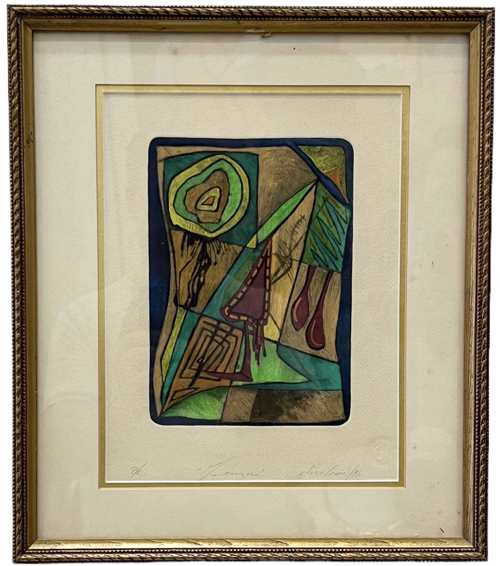 Mixed Media Signed Constructivist Abstract Painting (1 of 5)